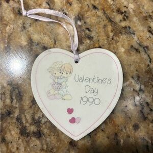 Precious Moments Heart Ornament - Pink and White